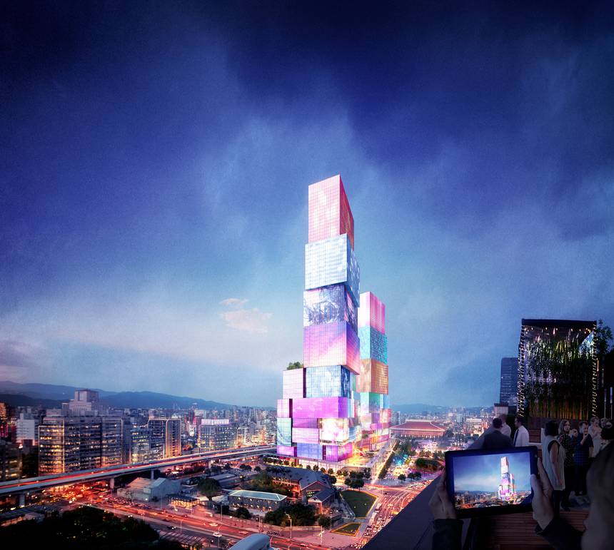 MVRDV เผยผลงานใหม่ Taipei Twin Towers ตึกแฝดหุ้มด้วยฟาซาดอินเทอร์แอคทีฟ ...
